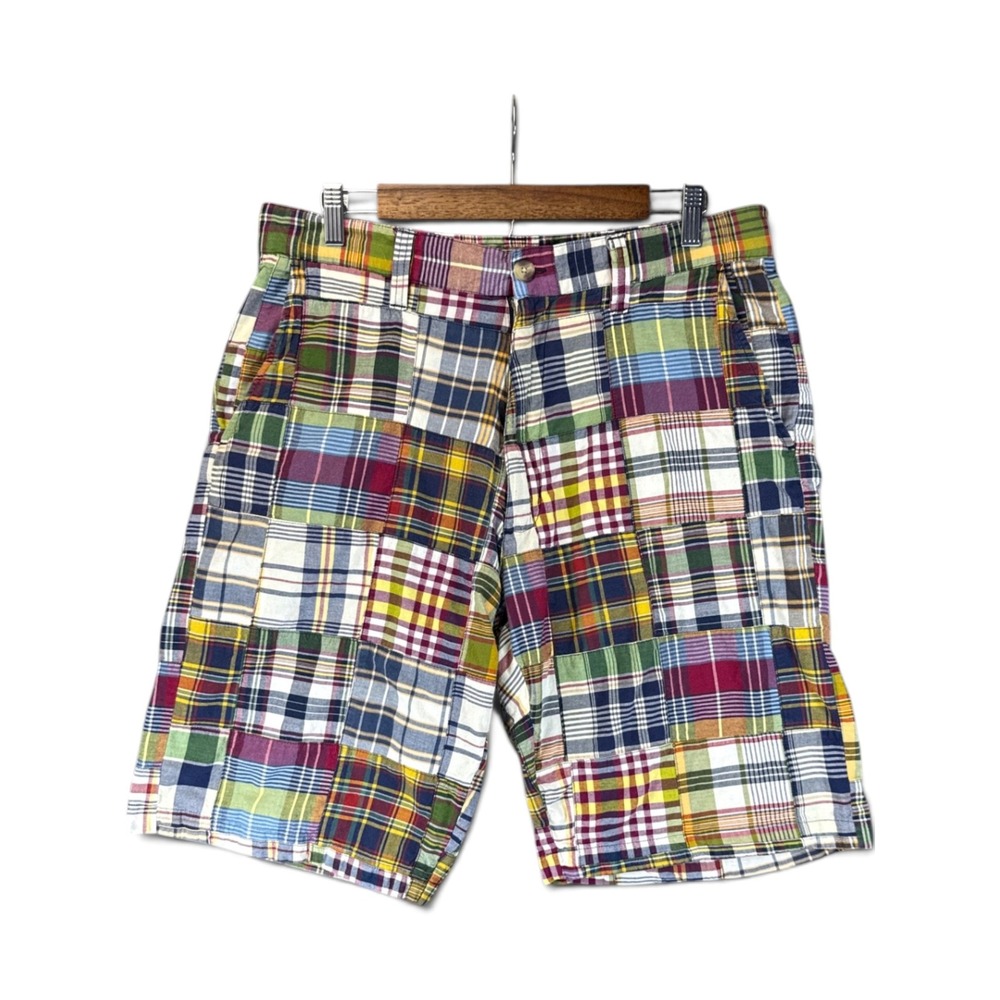 Siegfried Vintage Patchwork Shorts Men 34 Multi-Color Hipster Plaid Madras Party
